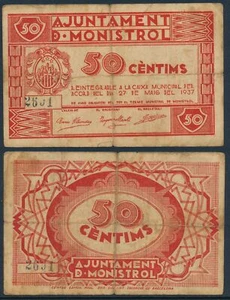 Bürgerkrieg Monistrol von Montserrat / 50 Cent 27 vom Mai 1937 v. Chr. 01527 - Bild 1 von 1