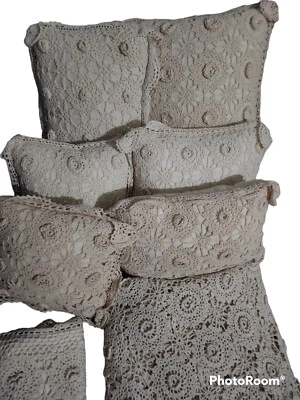 Colcha de ganchillo rosetas elevada floral funda de cama juego de cama almohadas 80x96 Foto 1 de 4