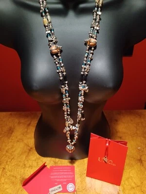 RARO AUTÉNTICO Collar Escarabajo Escarabajo Doble Hilo Largo Uno de 50 Hecho a Mano Usado en Excelente Condición Foto 1 de 4