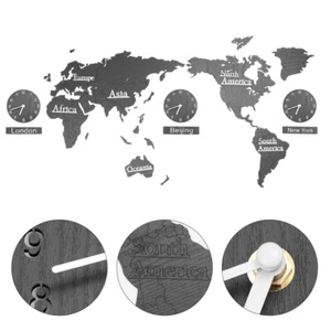 Creative Wall Clock Decorative Wall Map Multiple Clock No Battery - Picture 1 of 12