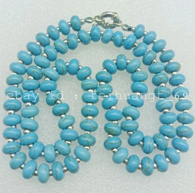 Ожерелье с драгоценными камнями вестерн ювелирные изделия женские 5x8 мм синяя бирюза Rondelle 18-36 дюймов - Изображение 1 из 4
