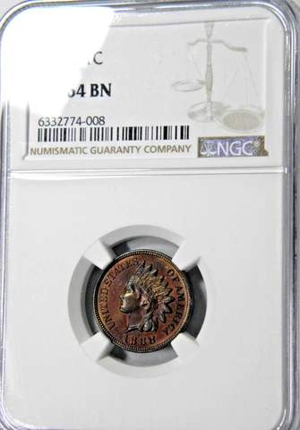 1888 INDIAN 1c NGC MS64BN CHOICE COIN WITH AMPLE RED FOR GRADE Cover