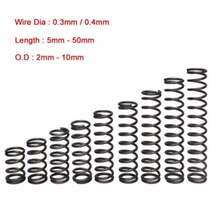 10Pcs Wire Dia 0.3/0.4mm Compression Spring OD 2-10mm Y Type Small Springs Steel - Picture 1 of 4