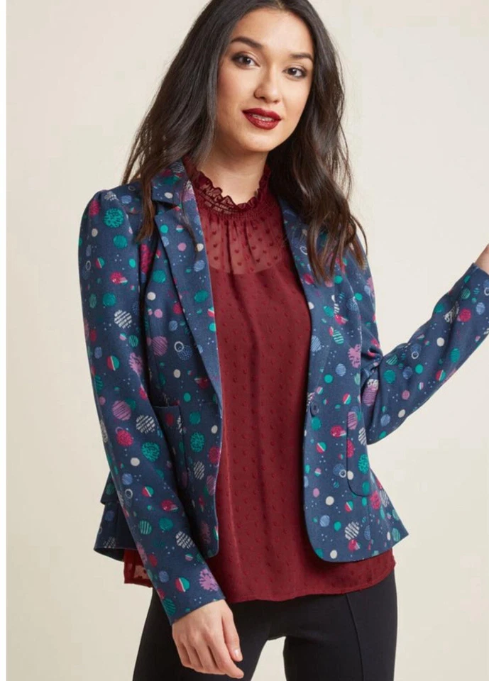 ModCloth Blazer Fully Lined Women’s Plus Size 3X- Blue Stargazing - Image 1 of 4