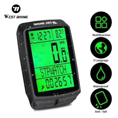 LCD Waterproof Digital Cycle Computer Bicycle Bike Odometer Speedometer Cycling - Image 1 of 4