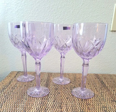 Juego de 4 copas de vino Waterford Crystal Brookside Marquis lavanda agua Foto 1 de 4