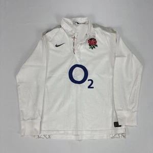 NIKE England Rugby Jersey Mens Small White Embroidered Detailed Logo Swoosh - Foto 1 di 10