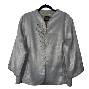 Bob Mackie Wearable Art Gold Shimmer Metallic Embroidered Evening Jacket Size 1X - Picture 1 of 9