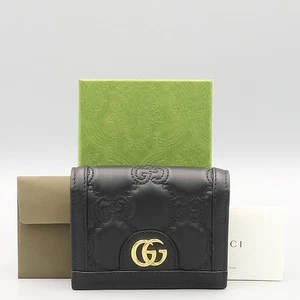 Gucci 723786 Schwarz Leder GG Matelassé Kartenetui Geldbörse - Bild 1 von 7