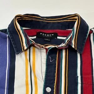 Camisa de vestir PacSun vintage a rayas manga larga abotonada para hombre, talla L - Imagen 1 de 5