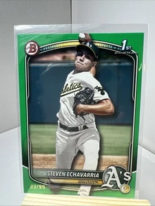 2025 Bowman - Steven Echavarria 1° Bowman #BP-73 - Verde Parallelo 03/99 - Nuovo con scatola/M - Foto 1 di 6