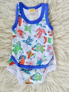 Original Vintage 60s unused 0 baby cotton playsuit PJs rabbit graphic summer - Picture 1 of 7