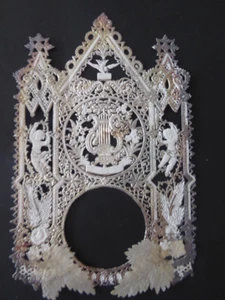Intricate gilt Paper lace cherubs harp ferns element scrap - Picture 1 of 4