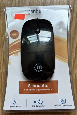 Black Manhattan Silhouette Wired Optical Mouse. Condition New. - Image 1 of 2