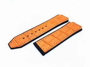 Orange 26/22mm Top Croco Leather Strap/Band fit HUBLOT Watch Big Bang - Picture 1 of 2