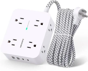 Tira protectora de alimentación 8 tomas 4 puertos USB (2 USB C) toma de corriente múltiple - Imagen 1 de 12