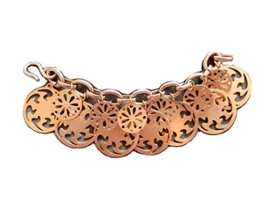 Pulsera de Colección Años 80 Oro Cadena Recortada Medallón Disco Única Rara - Imagen 1 de 6