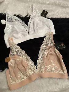 2 Wacoal Embrace Lace Bra Lot Set 40/XL Unlined Soft Cup Bralette 852191 J-Hook - Picture 1 of 5