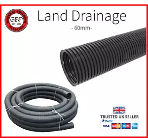 60mm 25m/50m/150m Land Drain Perforated Pipe Drainage **Cheap Fast Delivery** - Picture 1 of 6