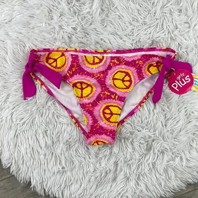 NUEVO ARIZONA JEAN CO rosa, amarillo tie dye paz corbata lateral parte inferior de bikini. Niñas 16 Foto 1 de 4