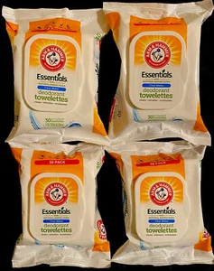 NEW ITEM! 4 Packs Arm & Hammer Deodorant Towelettes Cool Wave, 30 Ct Each Pack - Picture 1 of 5