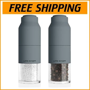 Stylish Ash Gray Salt & Pepper Grinder Set - Manual Adjustable Bottle Design - Picture 1 of 9