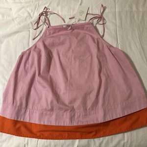 Free Assembly Women's Tie Shoulder Tank Top - Size Large - Pink Orange - NWT - Picture 1 of 15