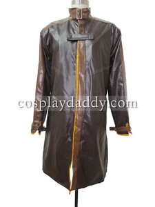 Cosplay Watch Dogs Aiden Pearce Brown Leather Trench Coat Super Cool - Picture 1 of 3