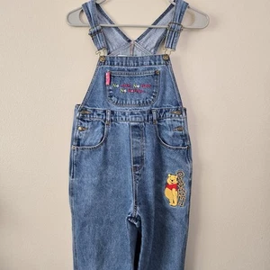 Vintage 90s Winnie The Pooh Overalls Youth Girls Size 10 Disney - Picture 1 of 6