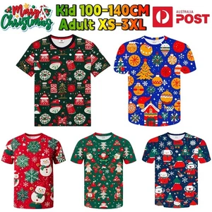 Mens Christmas Shirt Kid Top Summer Beach Hawaiian Casual Santa Funny Party Xmas - Bild 1 von 12