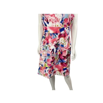 Vestido Connected Apparel Rosa Floral Sin Mangas Hasta la Rodilla - Talla 14 Foto 1 de 4