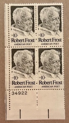 Scott #1526 Poet Robert Frost, 1974 US 10¢ Block of 4, MNH/OG, VF/XF - Image 1 of 2