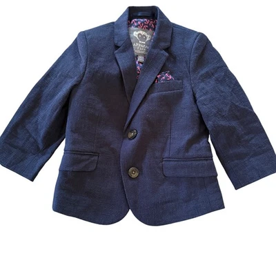 APPAMAN | Boy's Navy Blue Linen Blazer Sports Jacket | Size 2T | Preppy Blazer - Image 1 of 4
