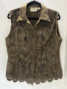 Vintage Mujer Flashback Couture Marrón Aspecto Desgastado Mejor Talla L - Imagen 1 de 8