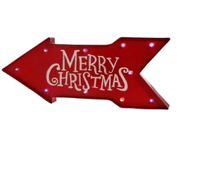 Raz 23" B/O Lighted Color Changing Red Arrow Merry Christmas Sign - Imagen 1 de 1