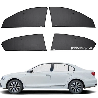 Apto para Volkswagen Jetta Sedán 11-18 Ventana Lateral Negro Plata Campamento Privacidad Sombra Foto 1 de 4