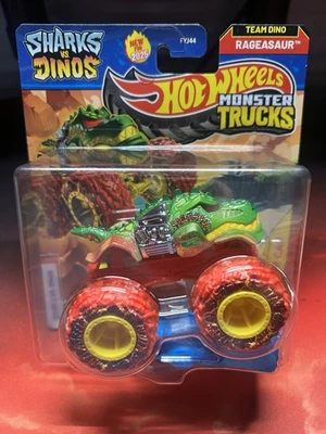 Hot Wheels Monster Trucks 2025 Shark vs Dinos : Team Dino Rageasaur Red Tires - Image 1 of 4