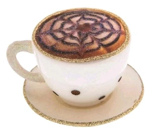 White Polka Dot Cup & Saucer Christmas Ornament - Picture 1 of 8