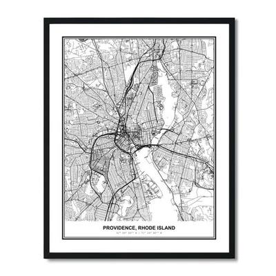Mapa de arte de pared Susie Arts 8X10 sin marco Providence Rhode Island Metropolitan Ci... Foto 1 de 4