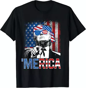 Trump 'Merica 4th Of July 47th President American Flag Funny T-Shirt - Picture 1 of 9