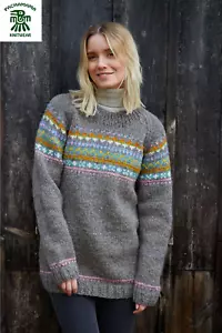 Maglione maglione Pachamama lavorato a mano 100% lana - Braemar Fair Isle - Nuovo con etichette - Foto 1 di 5