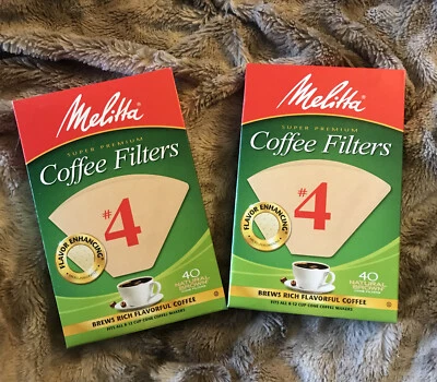 2 ~ Filtros de café cono Melitta Super Premium #4 MARRÓN NATURAL 40 por caja Foto 1 de 3