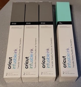LOT x 4 Cricut Transfer Sheets 12x12" Solid Color Infusible Ink Warm Gray + Mint - Picture 1 of 6
