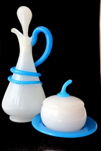 Antique Biedermeier Schachtenbach opaline glass set 1848-1860 - Picture 1 of 10