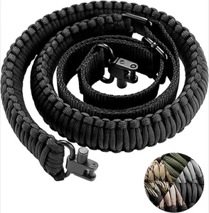 Tactical 2 Point 550 Paracord Gun Sling Shotgun Adjustable Strap W/ Sling Swivel - Picture 1 of 11