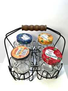 Vintage Zentis Germany Jam Jars & MW Polar Foods Jars Jelly w/ Wire Carrier - Bild 1 von 11