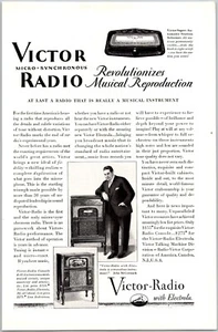 PRINT AD 1929 Victor Micro-Synchronous Radio Electrola John McCormack 6.75x10 - Imagen 1 de 3