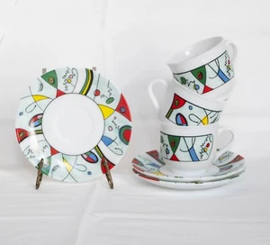 Raro Juego de tazas y platillos de café espresso vintage Vegas by Arcopal para 3 Francia abstractos - Imagen 1 de 12