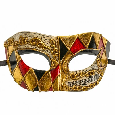 Gold Black Classic Musical Venetian Eye Mask for Masquerade Ball - Image 1 of 3