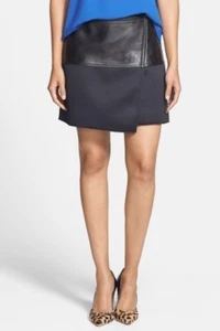 Falda tejida de cuero negro y buceo con cremallera asimétrica halógena(R) talla 2 - Imagen 1 de 12